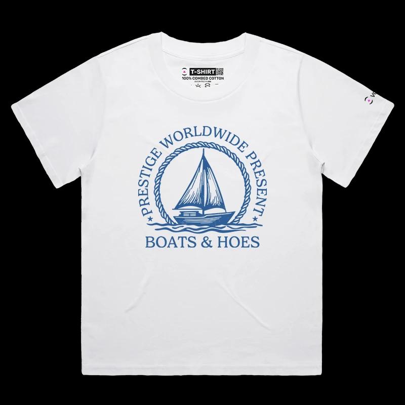 VOICEART White Female Loose VOICEART Sail Boat Funny Sarcastic T-Shirt Premium Gags Jokes Wordplay Tee for Men and Women
