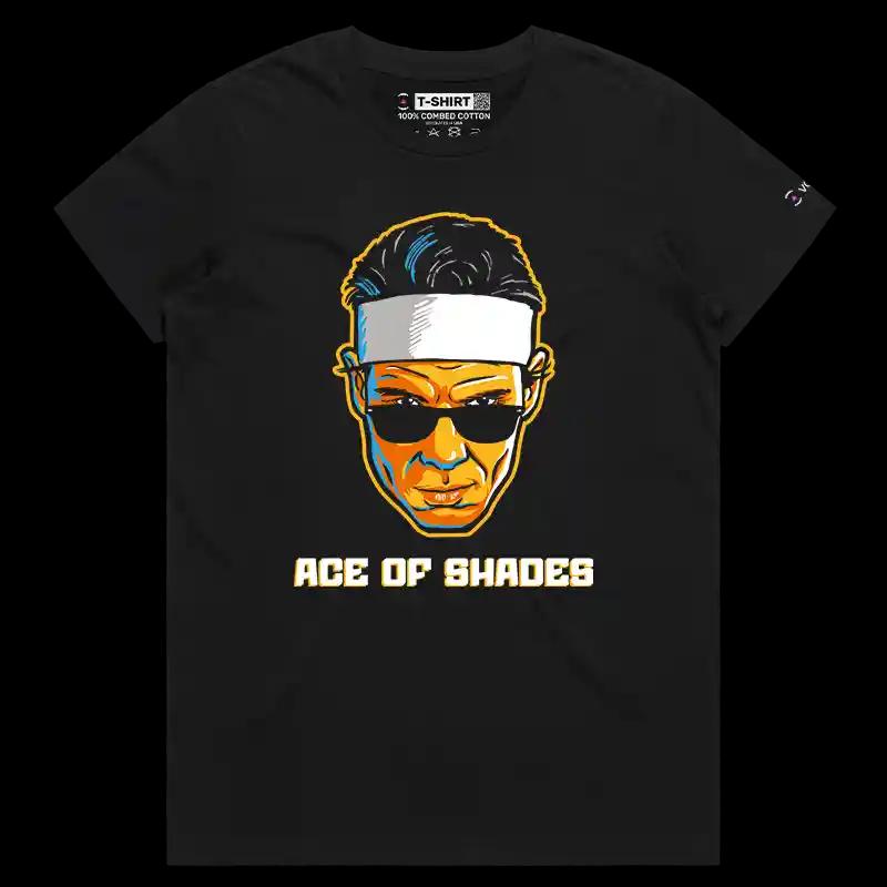 VOICEART Black Female Regular Nadal Shades Sports Graphic T-Shirt with Premium Graphic Retired Champion Tee for Tennis Fans