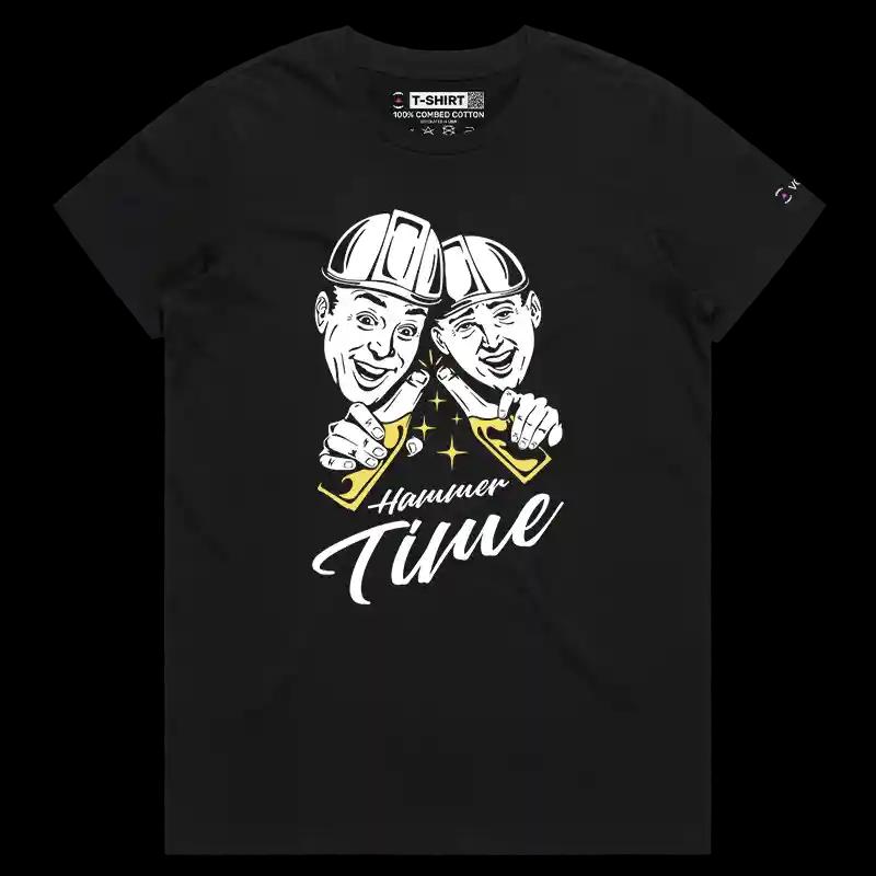 VOICEART Black Female Regular Hammer Time Friends Funny T-Shirt Premium Happy Hour Party Time Lifestyle Tee Men Women