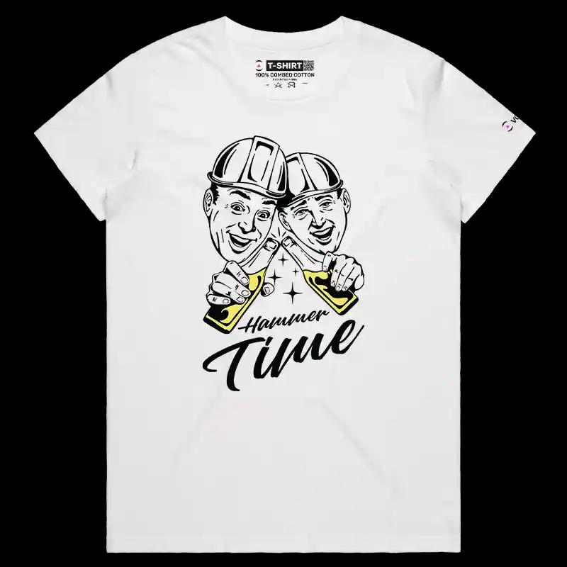 VOICEART White Female Regular Hammer Time Friends Funny T-Shirt Premium Happy Hour Party Time Lifestyle Tee Men Women