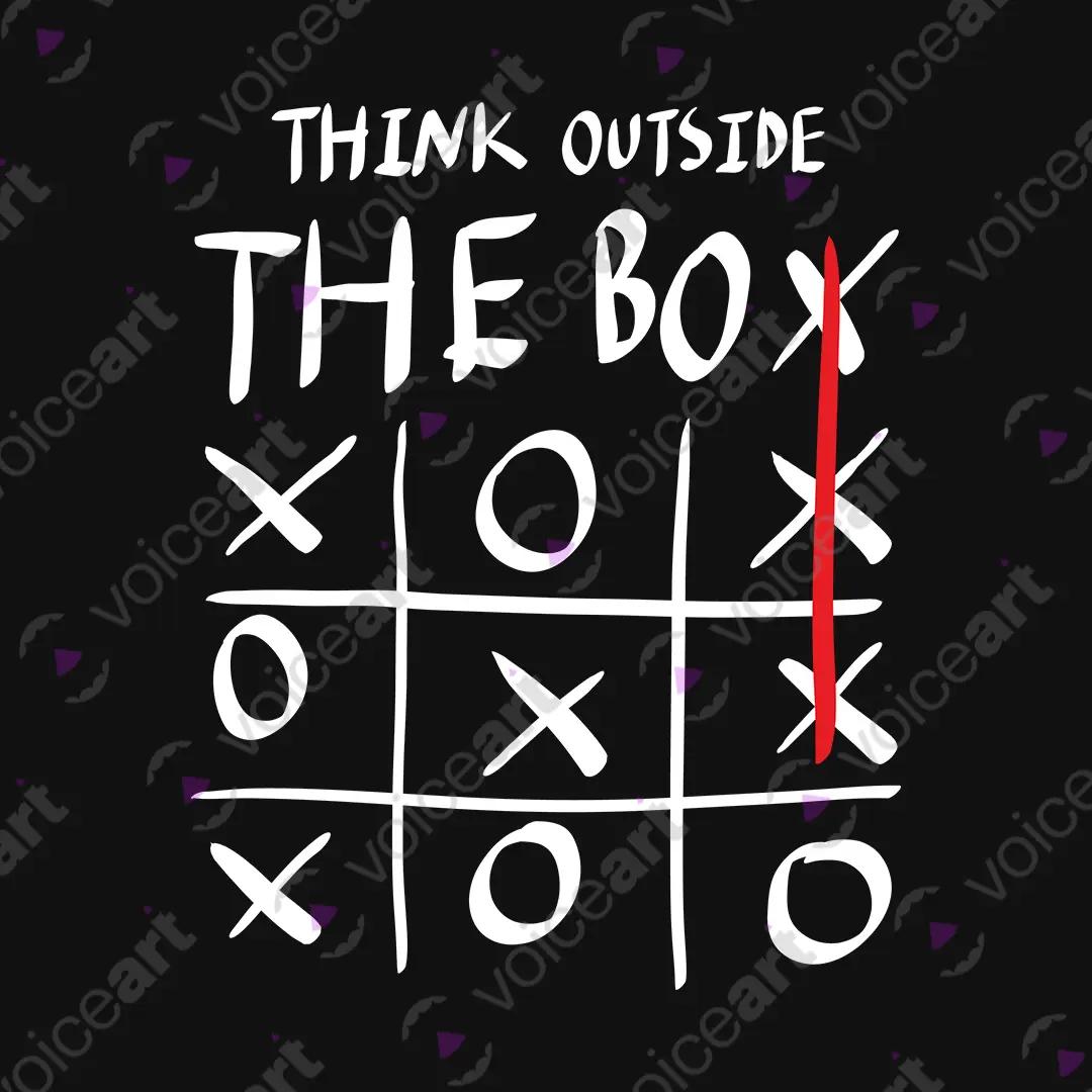 VOICEART Black Watermark Think Outside The Box Graphic Tee with Inspirational Message Combed Cotton Short Sleeve Tee