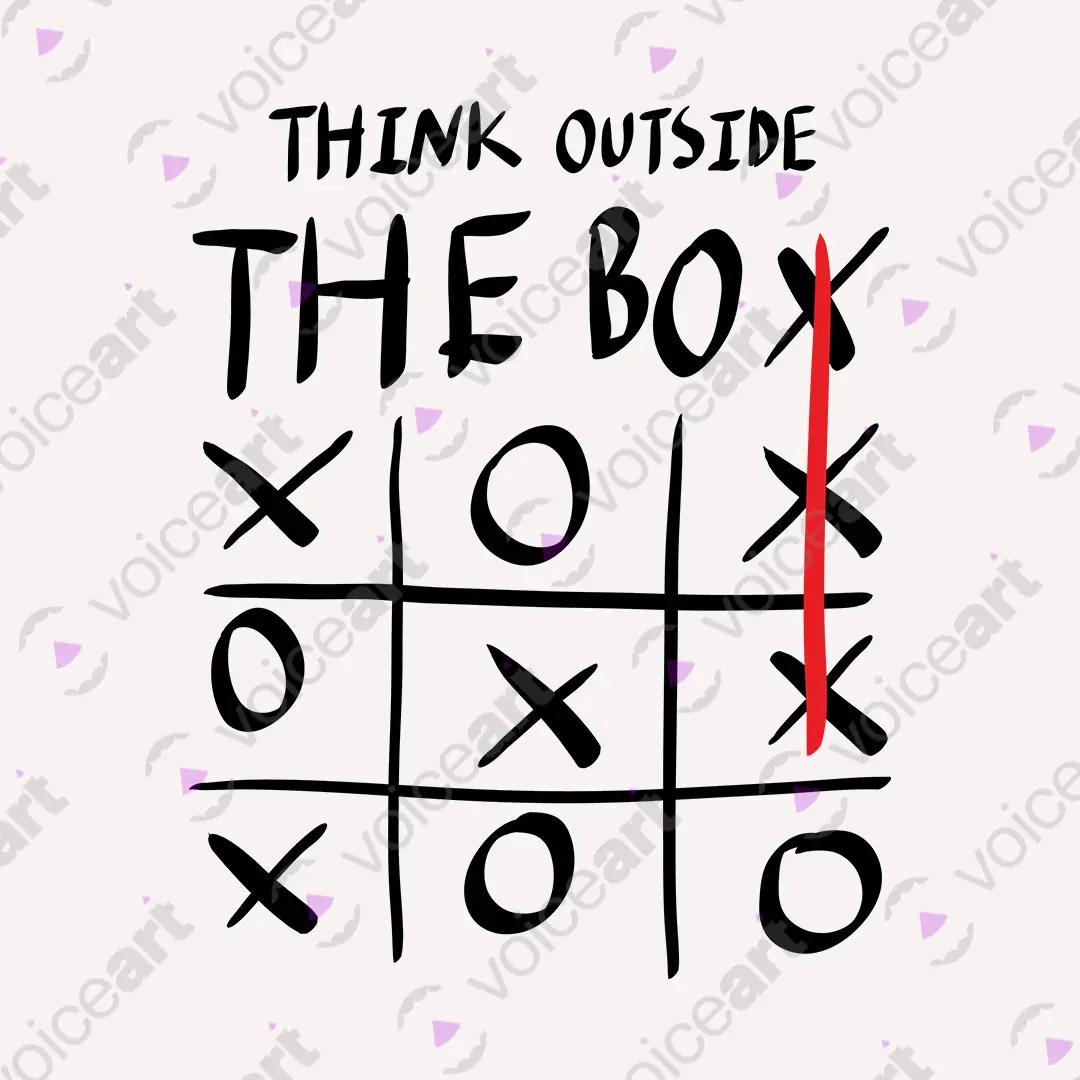 VOICEART White Watermark Think Outside The Box Graphic Tee with Inspirational Message Combed Cotton Short Sleeve Tee