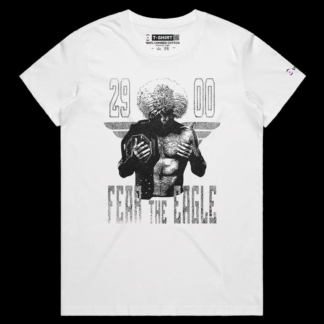 VOICEART White Female Regular Khabib Fear The Eagle Sports Tee MMA Fans Short Sleeve Combed Cotton T-Shirt for Men and Women