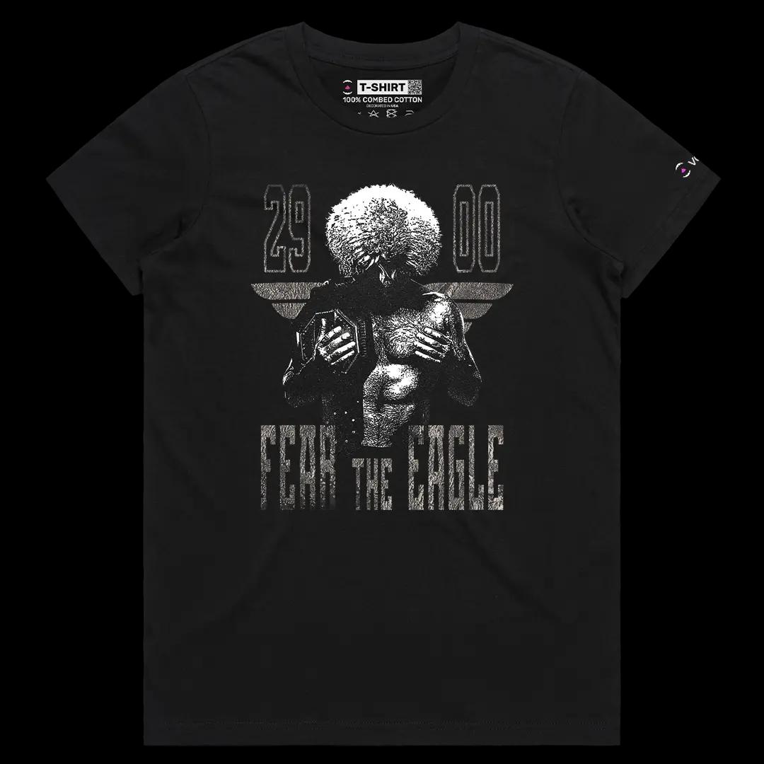 VOICEART Black Female Regular Khabib Fear The Eagle Sports Tee MMA Fans Short Sleeve Combed Cotton T-Shirt for Men and Women
