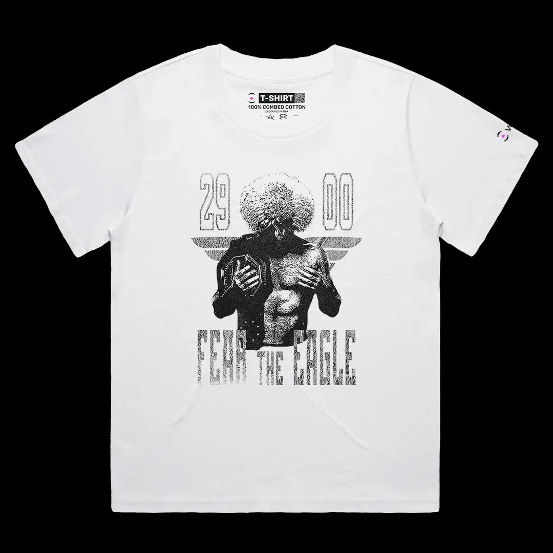VOICEART White Female Loose Khabib Fear The Eagle Sports Tee MMA Fans Short Sleeve Combed Cotton T-Shirt for Men and Women