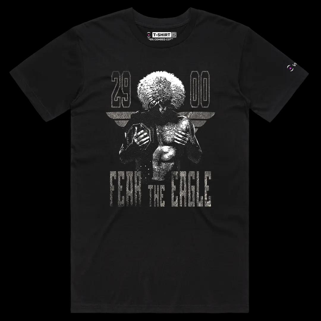 VOICEART Black Male Regular Khabib Fear The Eagle Sports Tee MMA Fans Short Sleeve Combed Cotton T-Shirt for Men and Women