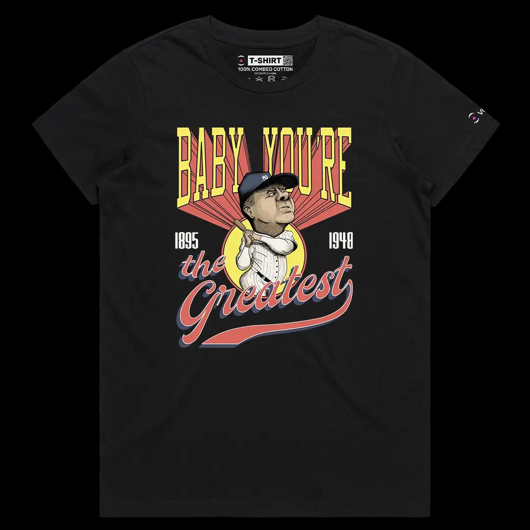 VOICEART Black Female Regular Baby You’re The Greatest Baseball Sports Tee with Premium Design NY Yankees T-Shirt