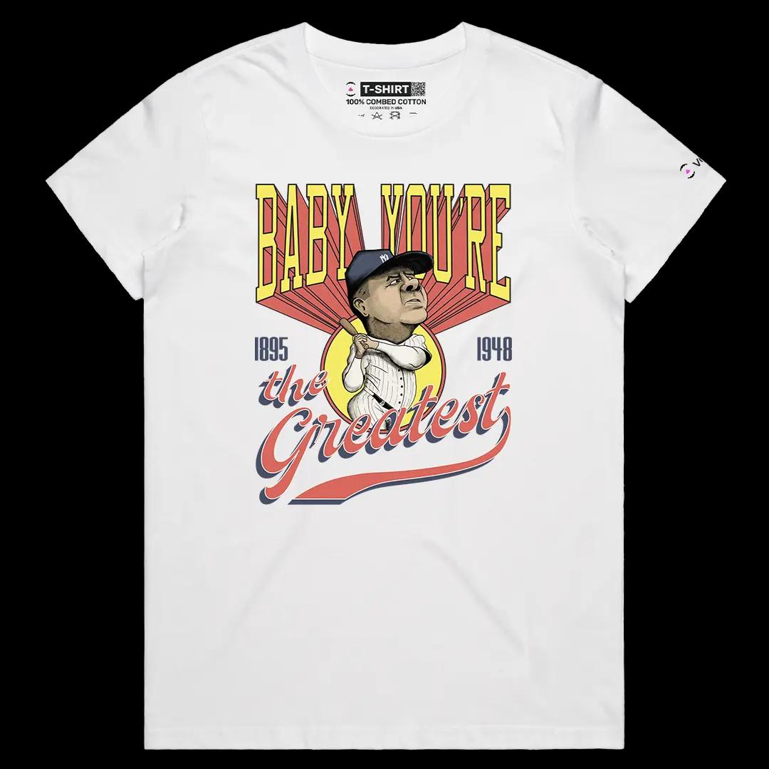 VOICEART White Female Regular Baby You’re The Greatest Baseball Sports Tee with Premium Design NY Yankees T-Shirt