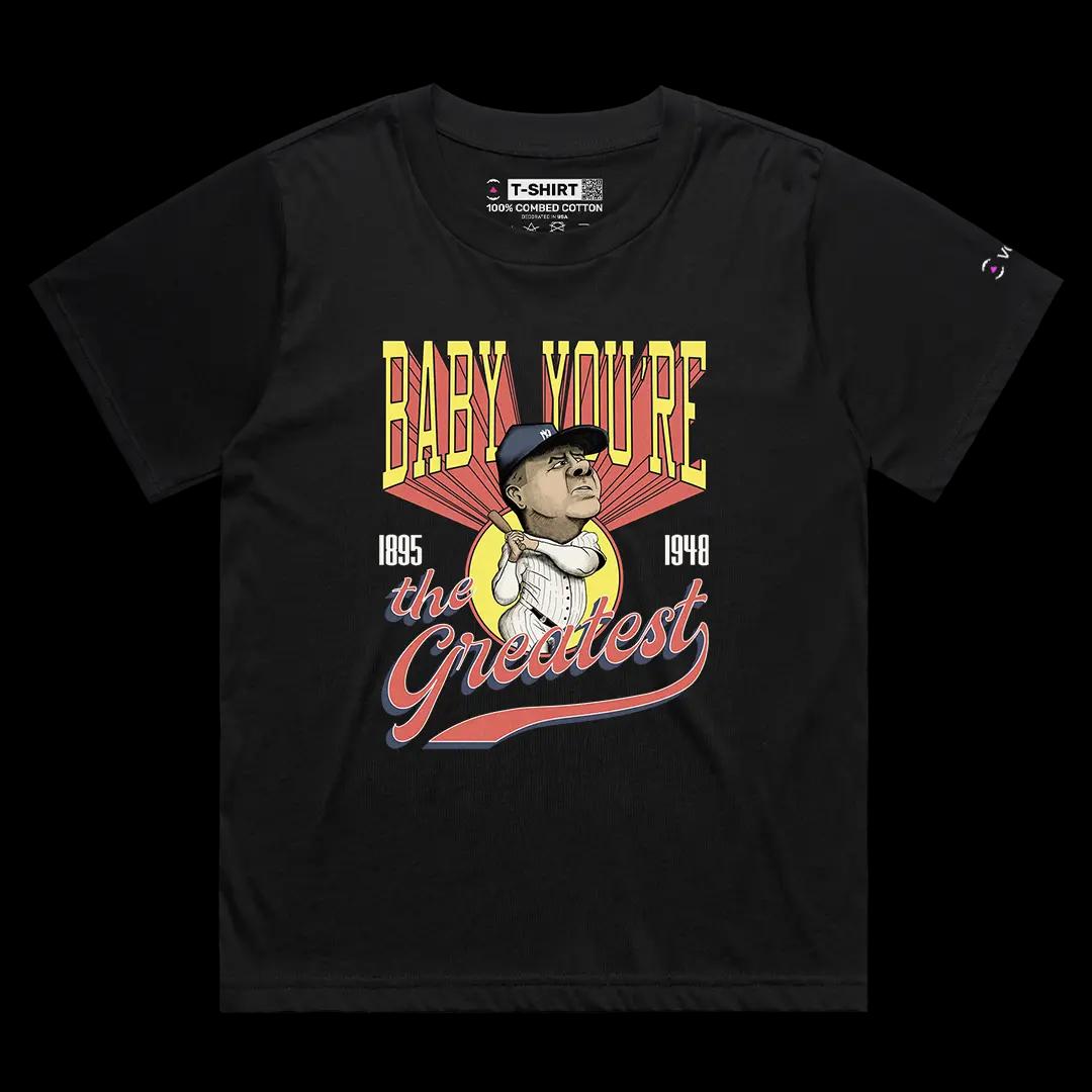 VOICEART Black Female Loose Baby You’re The Greatest Baseball Sports Tee with Premium Design NY Yankees T-Shirt