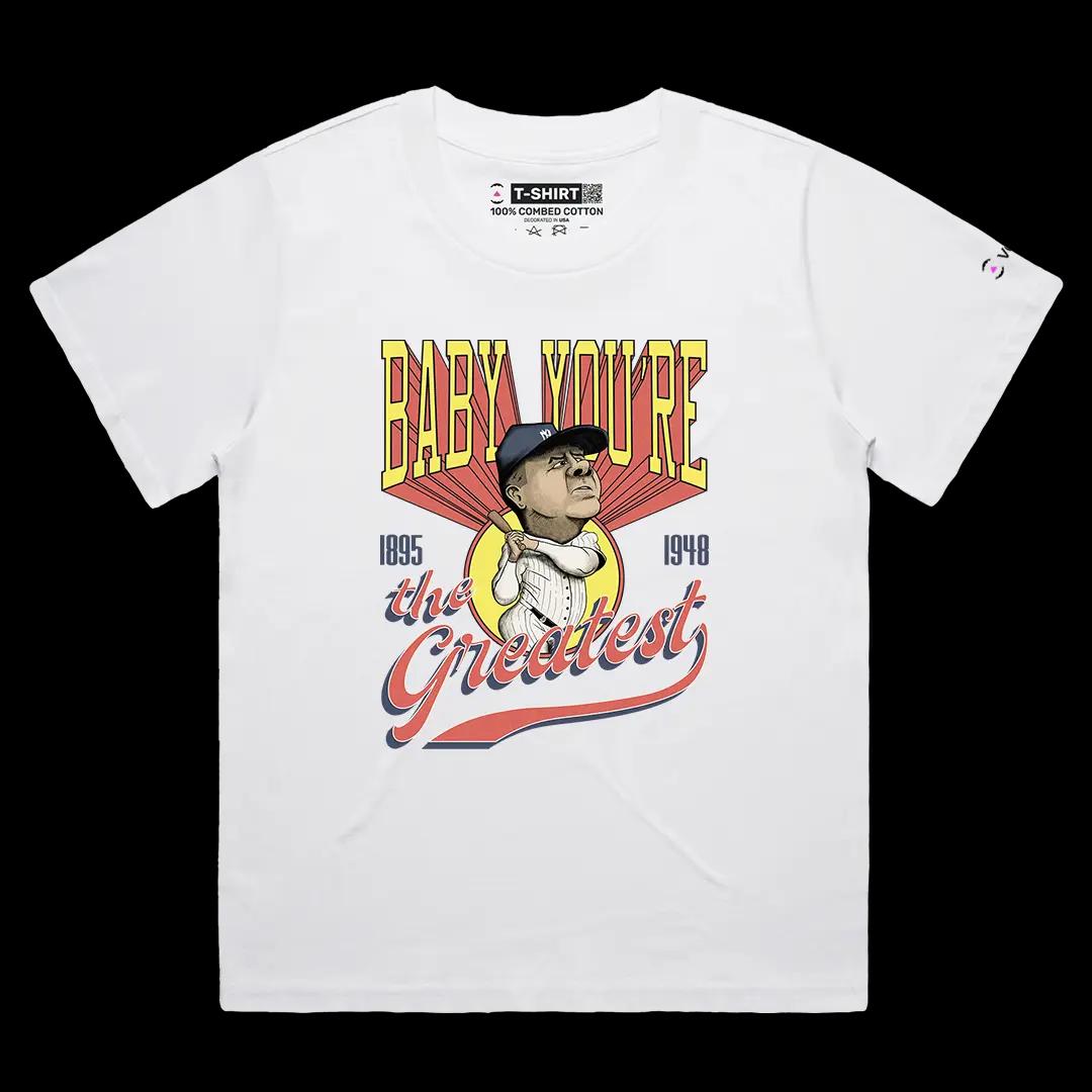 VOICEART White Female Loose Baby You’re The Greatest Baseball Sports Tee with Premium Design NY Yankees T-Shirt