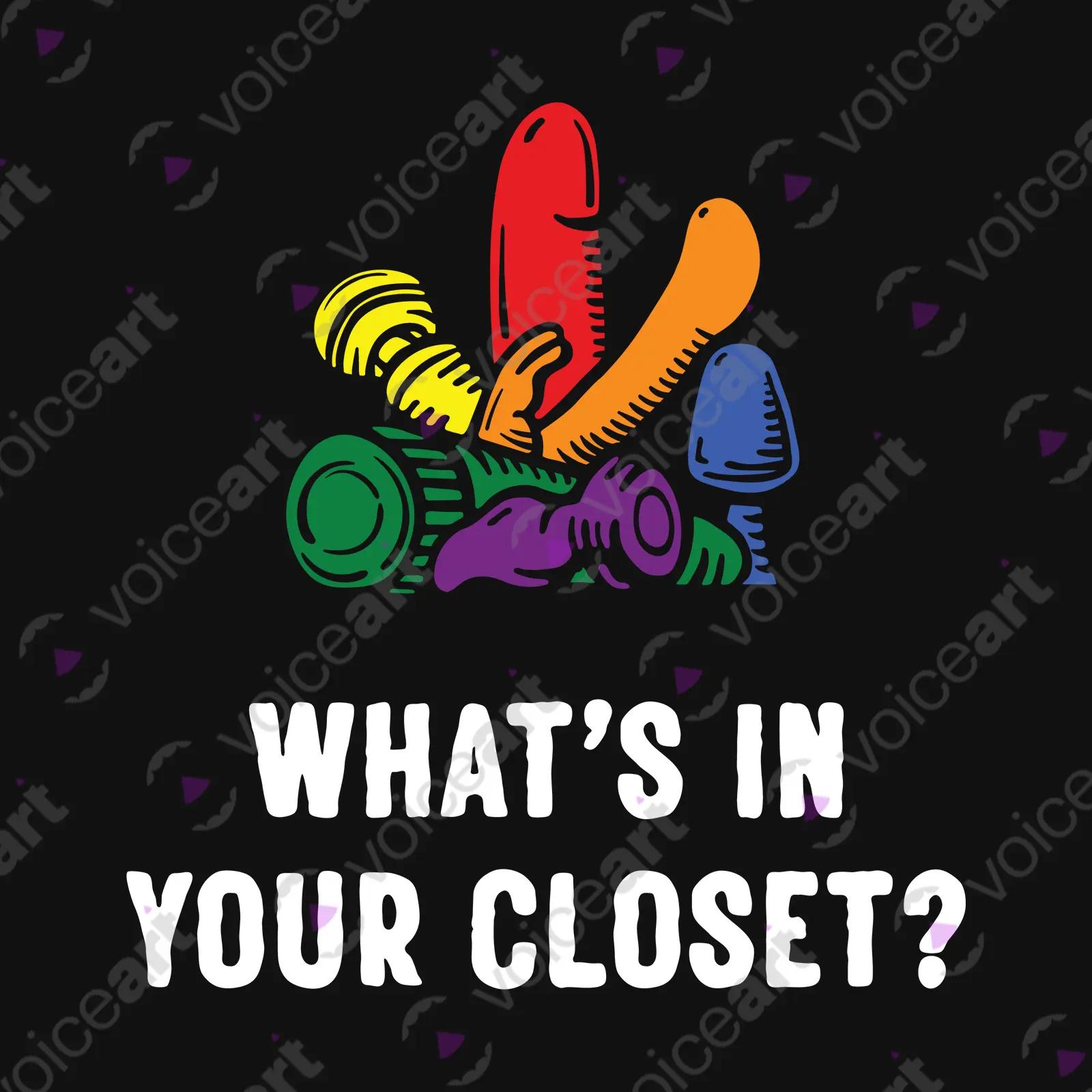 VOICEART Black Watermark Coming out of Closet Funny Gay Shirt with Premium Graphic LGBTQ Rainbow Alliance Pride Tee v2