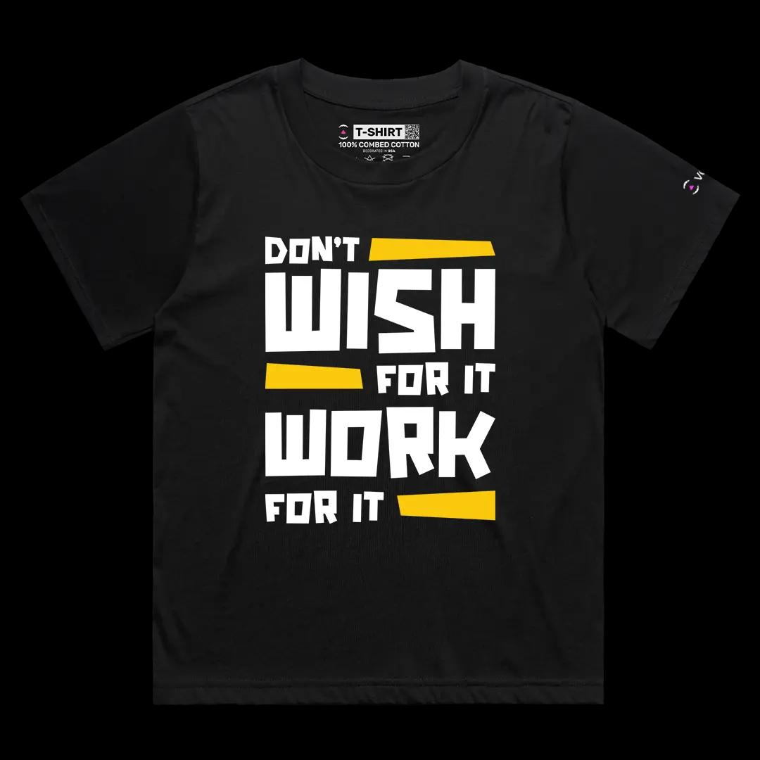 VOICEART Black Female Loose Work For It Graphic Tee Inspirational Message Combed Cotton Short Sleeve Shirt for Men Women