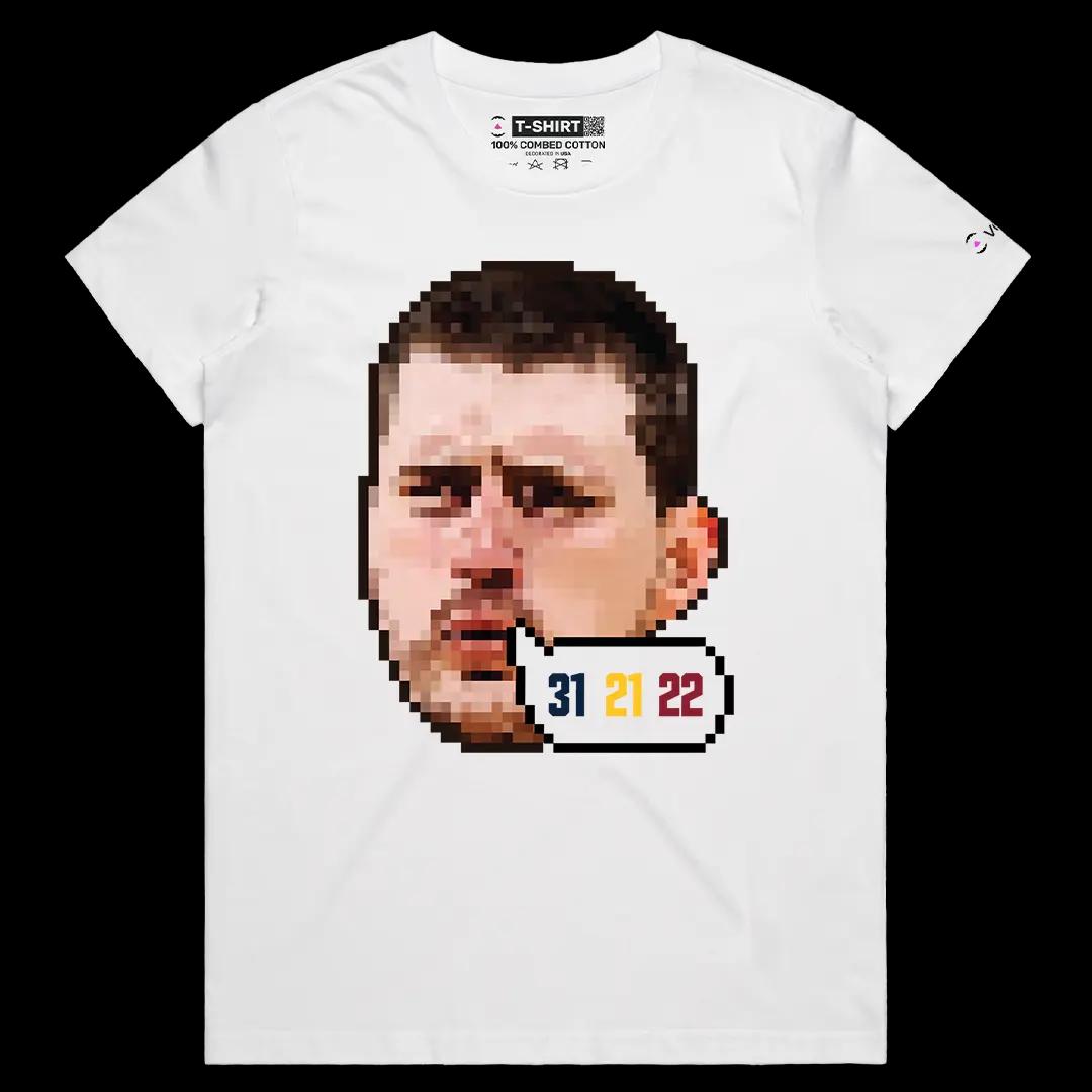 VOICEART White Female Regular Nikola Jokic GOAT Stat Line Sports Tee Basketball Fans Short Sleeve Cotton Shirt Men and Women