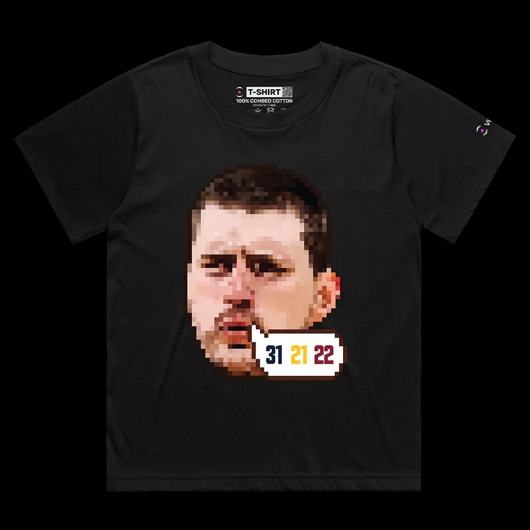 VOICEART Black Female Loose Nikola Jokic GOAT Stat Line Sports Tee Basketball Fans Short Sleeve Cotton Shirt Men and Women