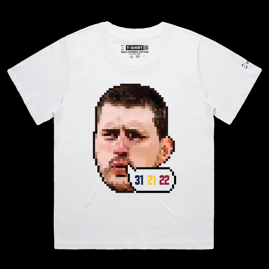 VOICEART White Female Loose Nikola Jokic GOAT Stat Line Sports Tee Basketball Fans Short Sleeve Cotton Shirt Men and Women
