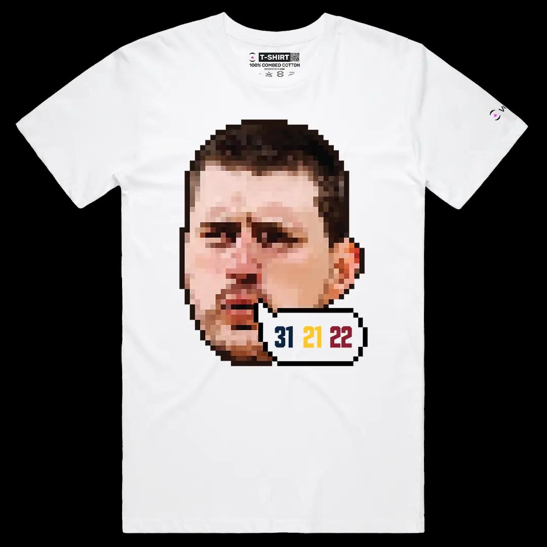 VOICEART White Male Regular Nikola Jokic GOAT Stat Line Sports Tee Basketball Fans Short Sleeve Cotton Shirt Men and Women