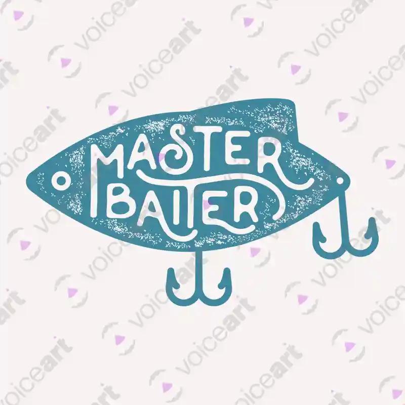 VOICEART White Watermark Master Baiter Funny Fishing T-Shirt Premium Graphic Fisherman Jokes Tee with Play on Words