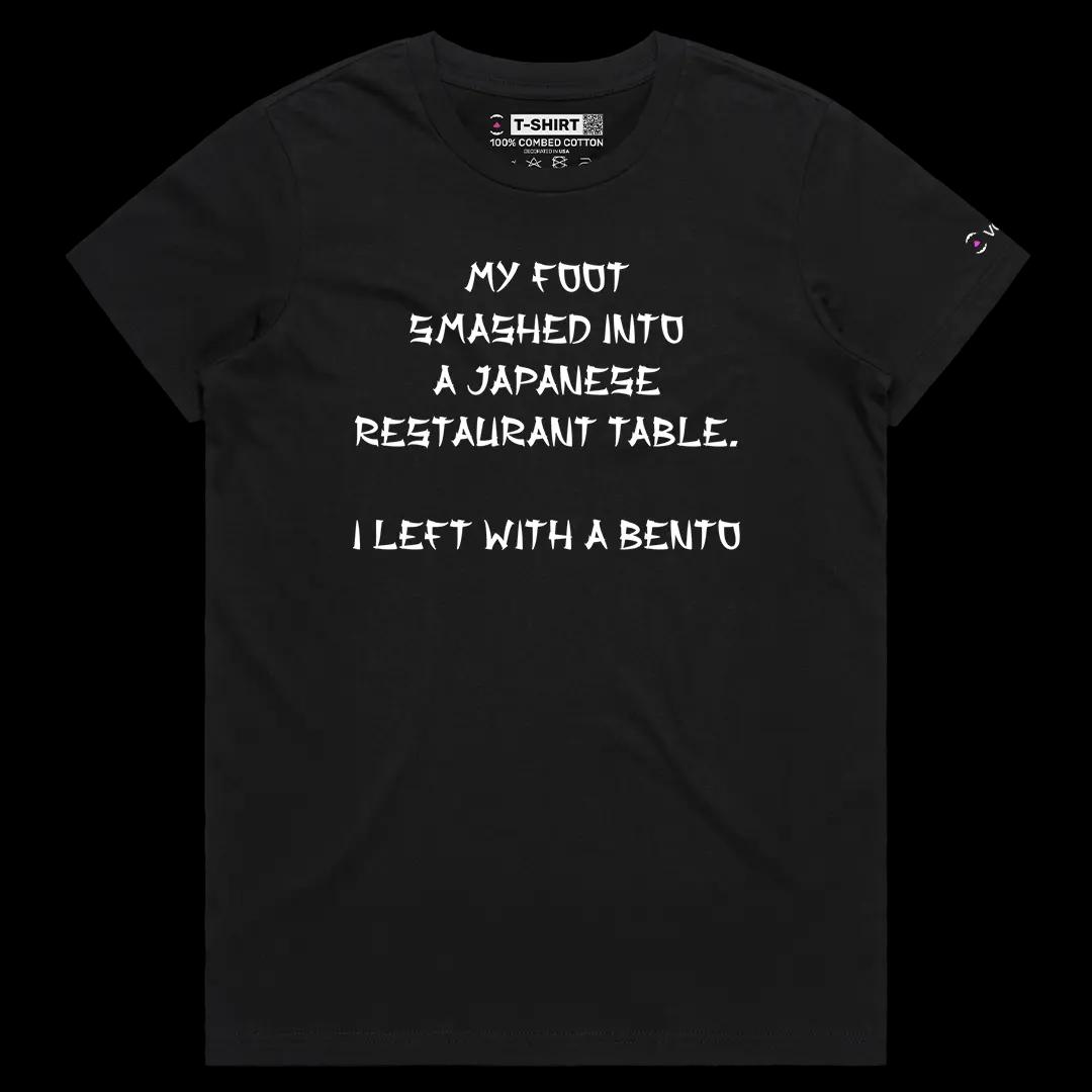 VOICEART Black Female Regular I Left With a Bento Funny Tee with Premium Design Short Sleeve Cotton T-Shirt for Men Women