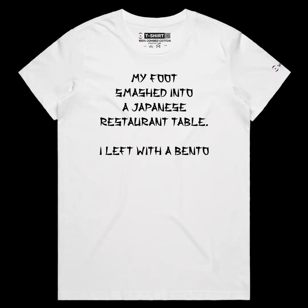 VOICEART White Female Regular I Left With a Bento Funny Tee with Premium Design Short Sleeve Cotton T-Shirt for Men Women