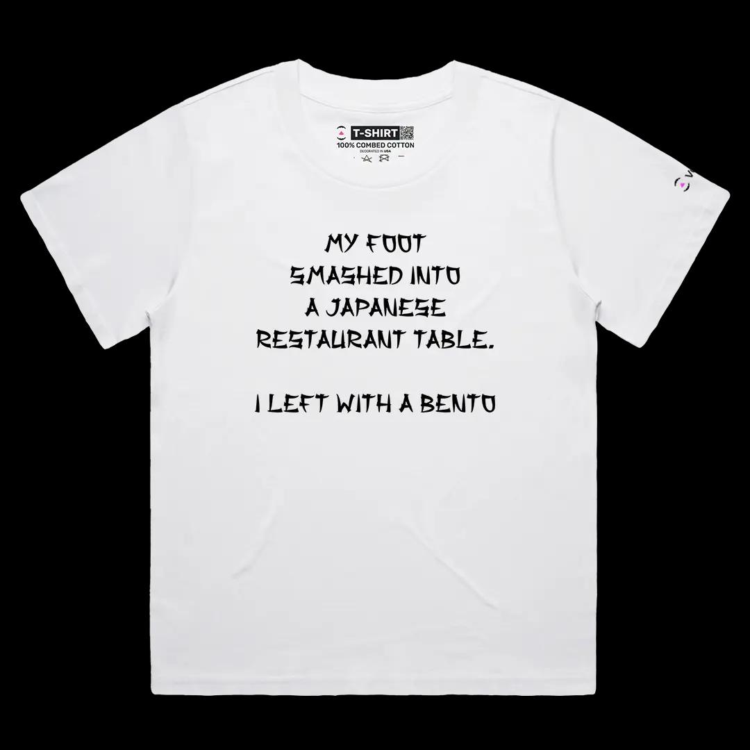 VOICEART White Female Loose I Left With a Bento Funny Tee with Premium Design Short Sleeve Cotton T-Shirt for Men Women