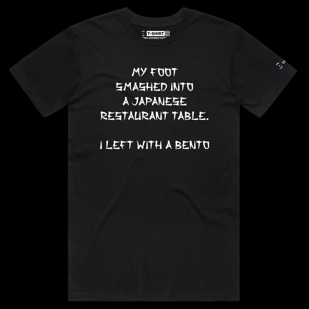 VOICEART Black Male Regular I Left With a Bento Funny Tee with Premium Design Short Sleeve Cotton T-Shirt for Men Women