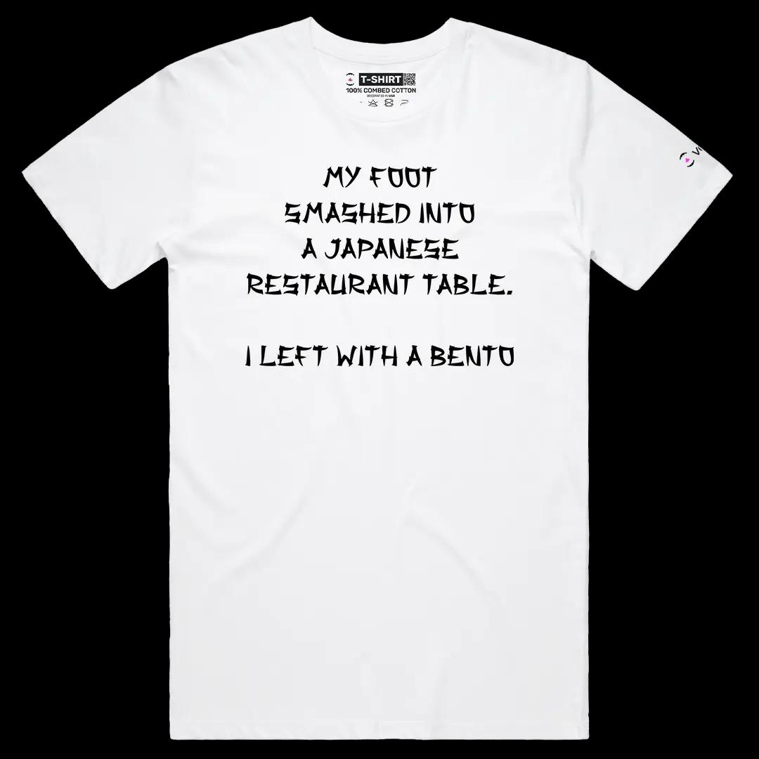 VOICEART White Male Regular I Left With a Bento Funny Tee with Premium Design Short Sleeve Cotton T-Shirt for Men Women