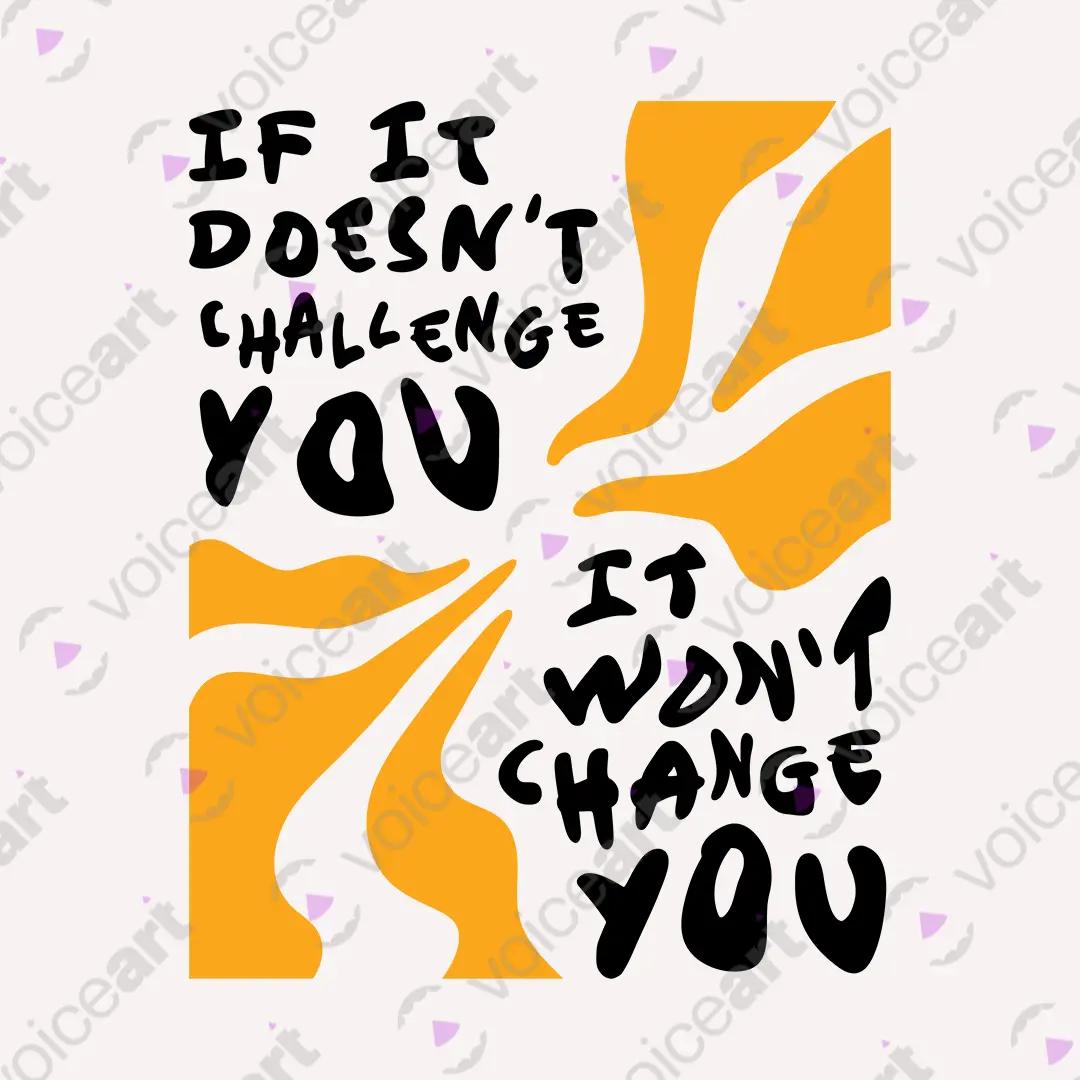VOICEART White Watermark Look For a Challenge Graphic Tee a Message Combed Cotton Short Sleeve T-Shirt for Men and Women