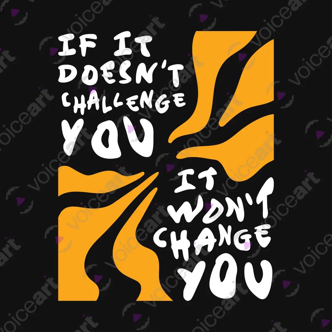 VOICEART Black Watermark Look For a Challenge Graphic Tee a Message Combed Cotton Short Sleeve T-Shirt for Men and Women