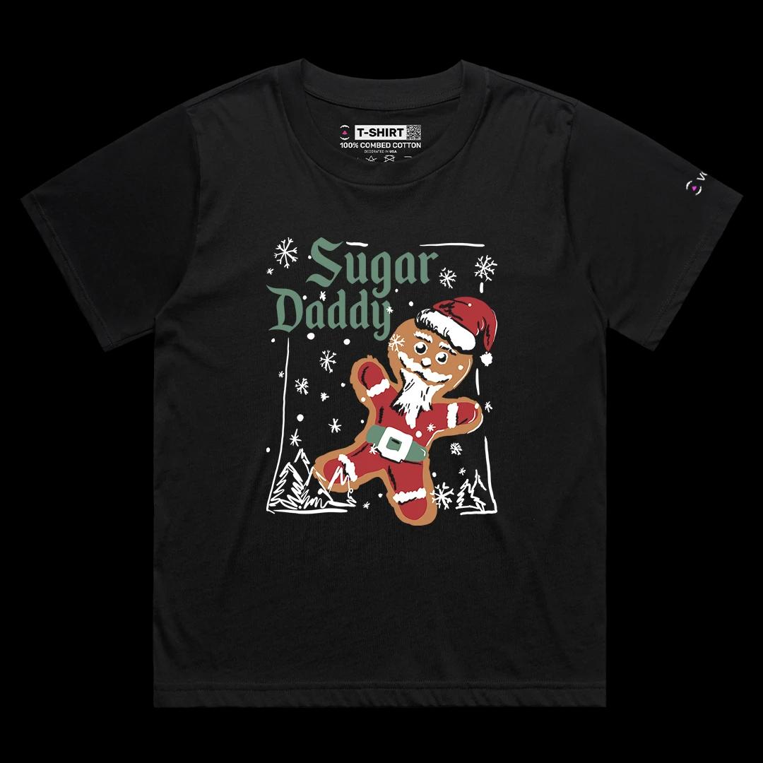 VOICEART Black Female Loose Sugar Daddy Cookie Funny Graphic Memes and Jokes Tee Combed Cotton Short Sleeve T-Shirt