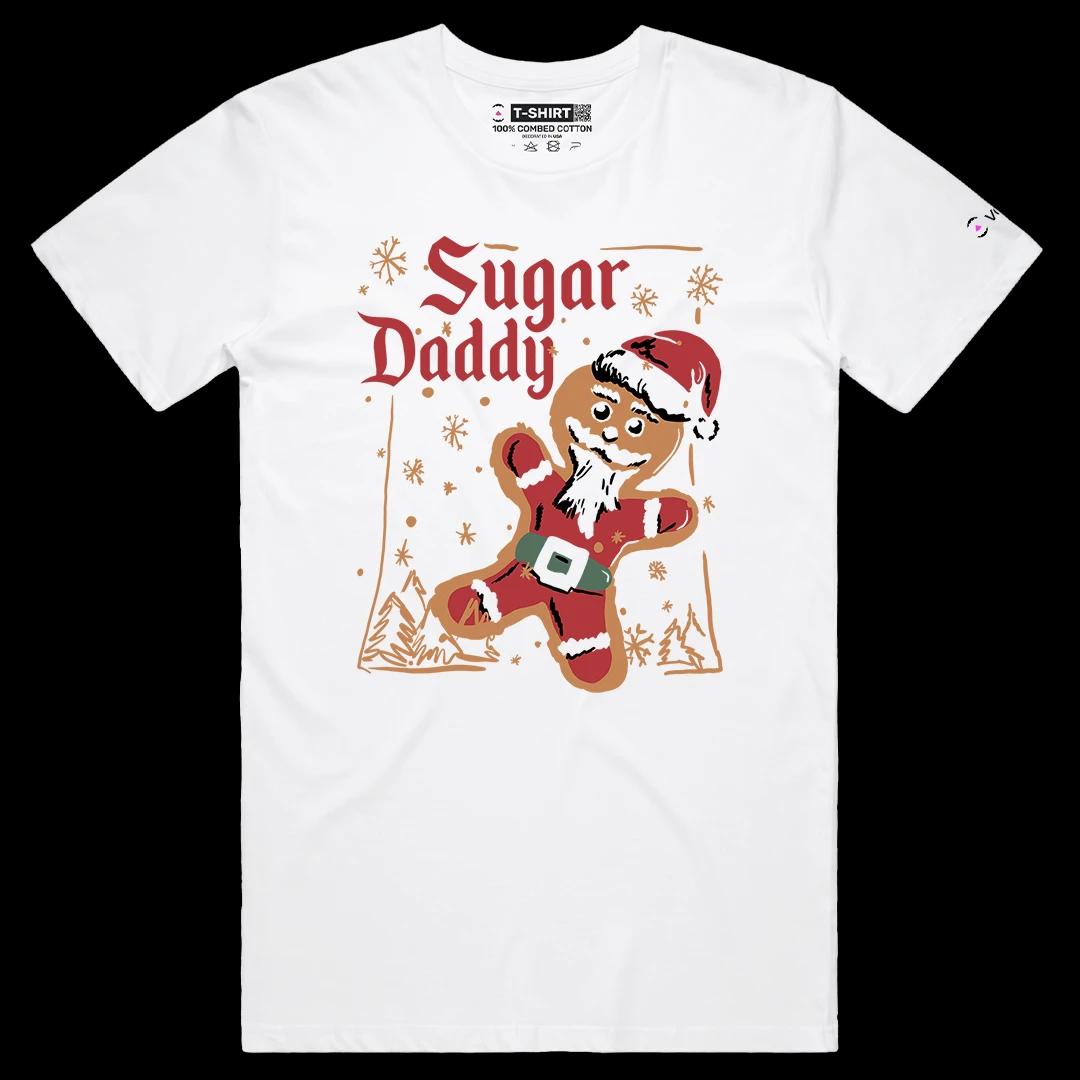 VOICEART White Male Regular Sugar Daddy Cookie Funny Graphic Memes and Jokes Tee Combed Cotton Short Sleeve T-Shirt