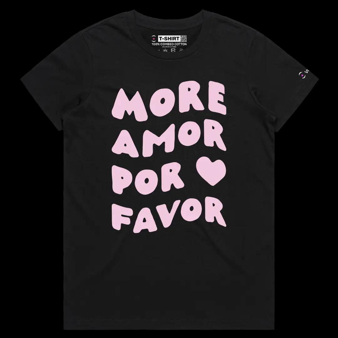 VOICEART Black Female Regular More Love and Kindness Lifestyle T-Shirt Premium and Motivational Healing and Empathy Tee