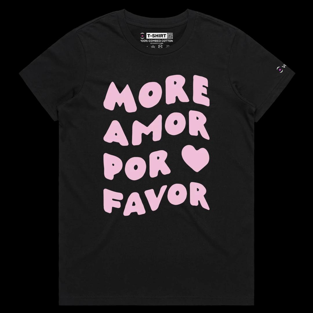 VOICEART Black Female Regular More Love and Kindness Lifestyle T-Shirt Premium and Motivational Healing and Empathy Tee