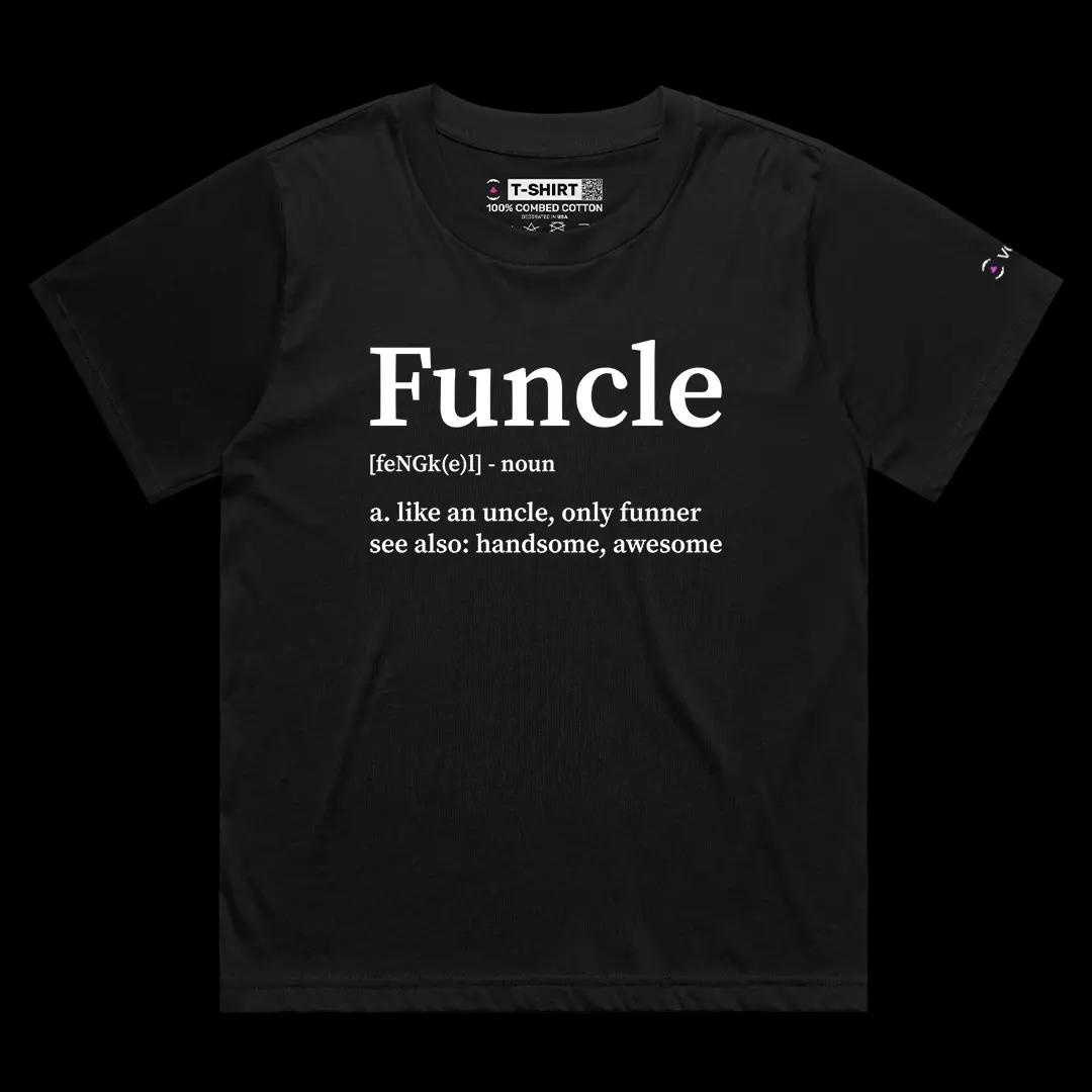 VOICEART Black Female Loose Funcle Funny Typography T-Shirt Premium Graphic Funny Uncle Definition Mens Short Sleeve Tee