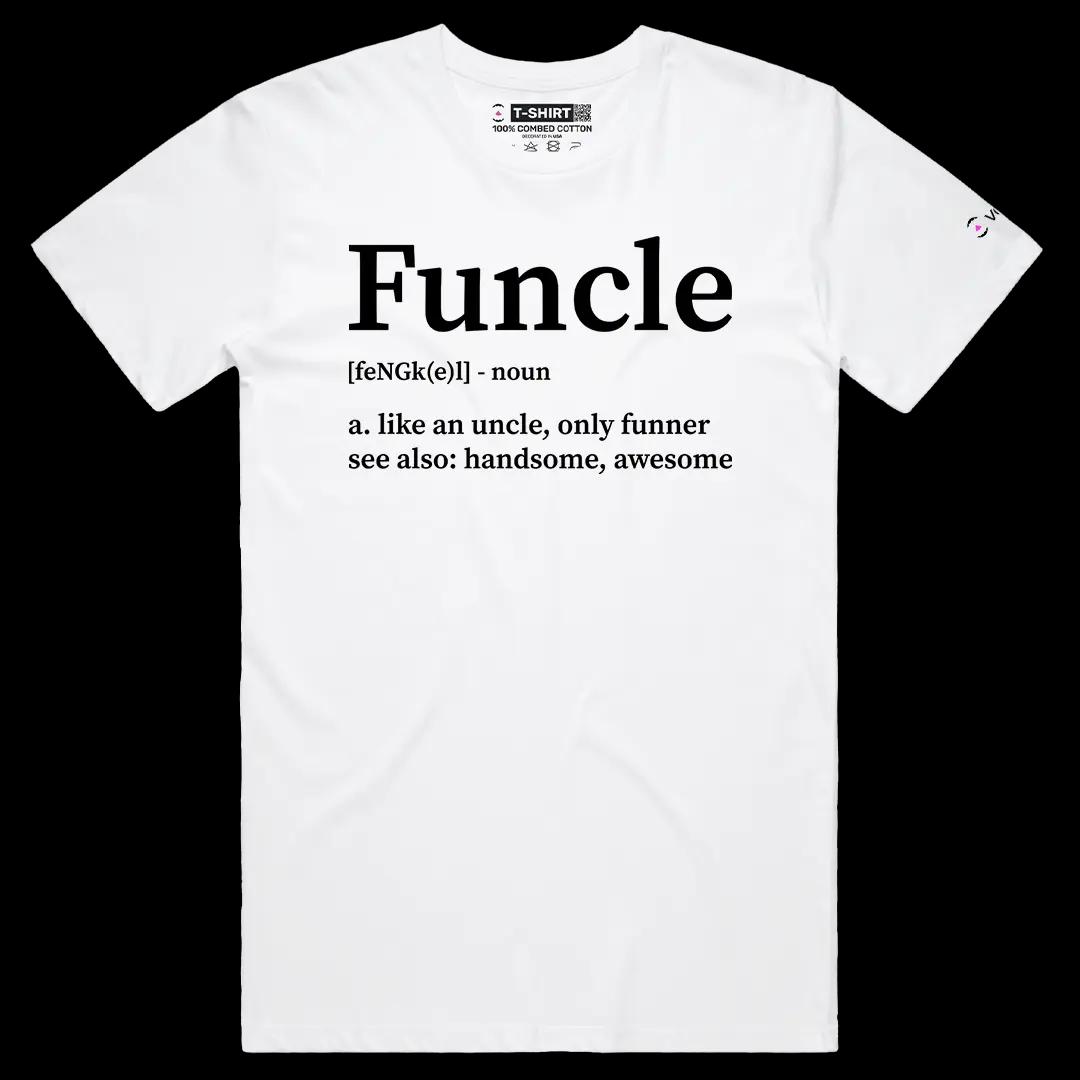 VOICEART White Male Regular Funcle Funny Typography T-Shirt Premium Graphic Funny Uncle Definition Mens Short Sleeve Tee