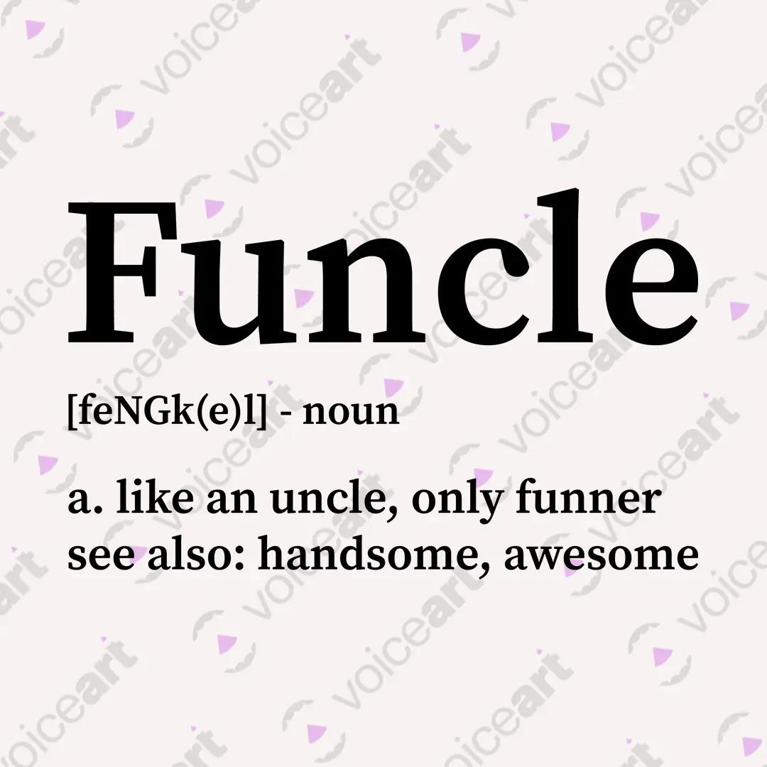 VOICEART White Watermark Funcle Funny Typography T-Shirt Premium Graphic Funny Uncle Definition Mens Short Sleeve Tee
