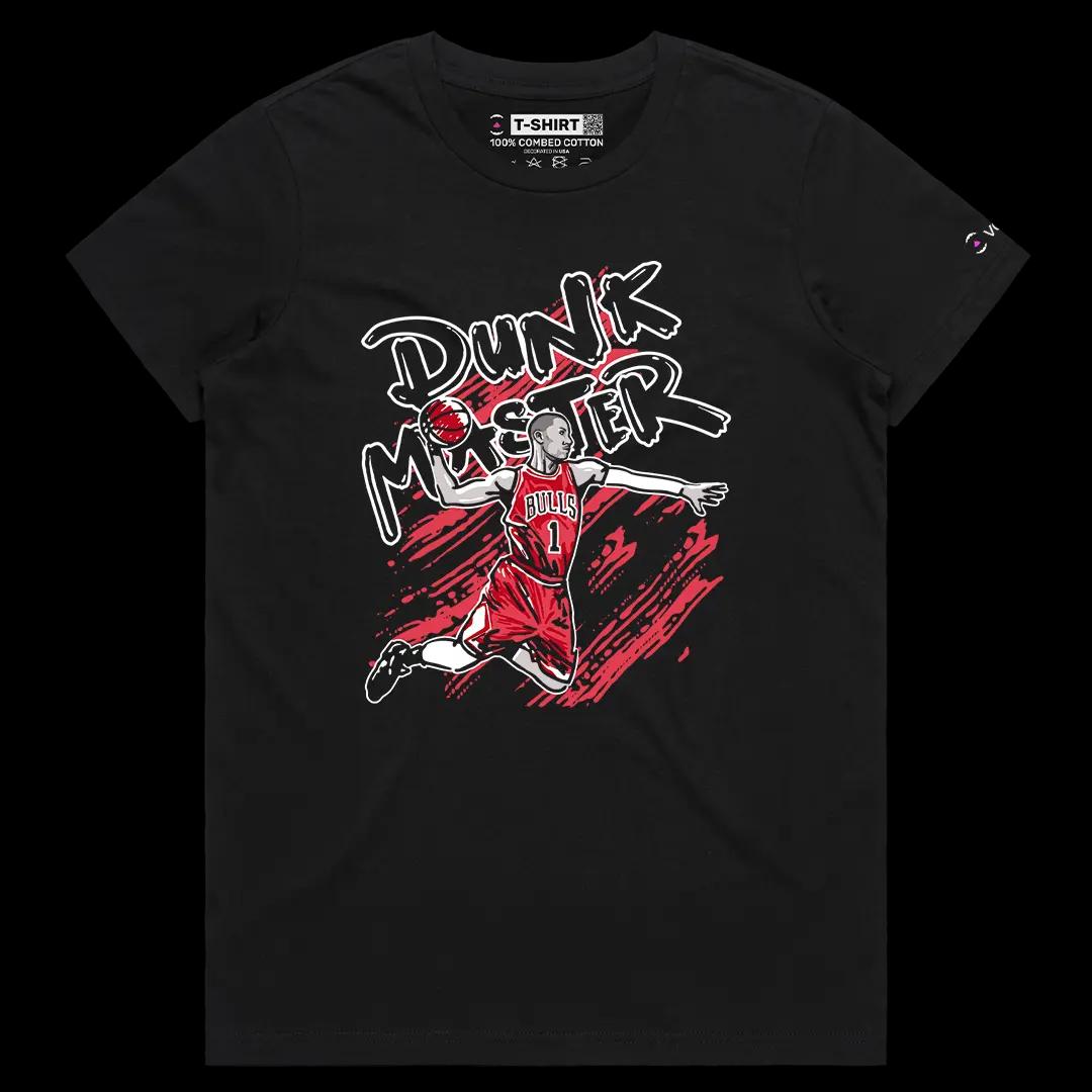 VOICEART Black Female Regular The Dunk Master Derrick Rose Sports shirt Premium Legend of The Game Tee for Basketball Fans