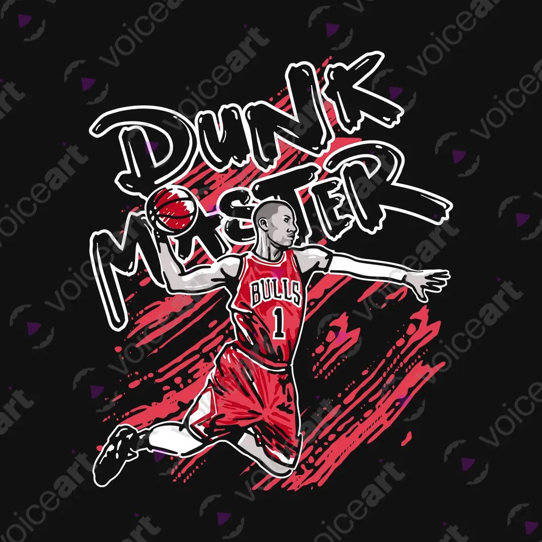 VOICEART Black Watermark The Dunk Master Derrick Rose Sports shirt Premium Legend of The Game Tee for Basketball Fans
