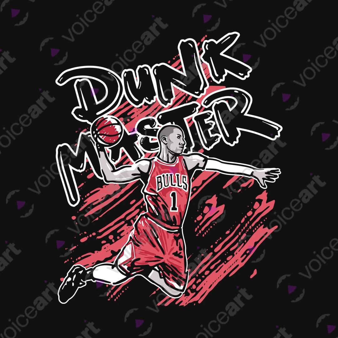 VOICEART Black Watermark The Dunk Master Derrick Rose Sports shirt Premium Legend of The Game Tee for Basketball Fans