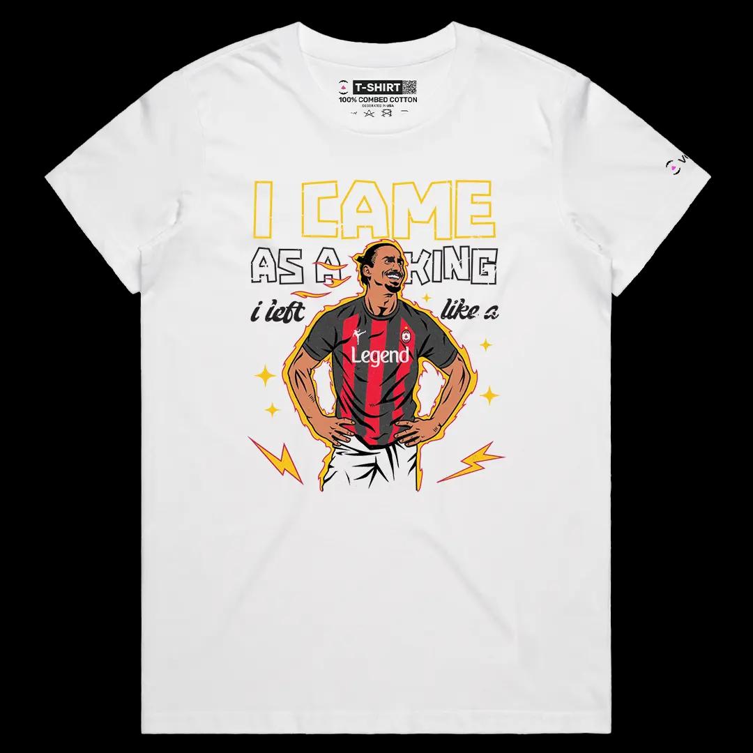 VOICEART White Female Regular King Zlatan Famous Quote Sports Graphic Tee for Soccer Fans Short Sleeve Combed Cotton T-Shirt