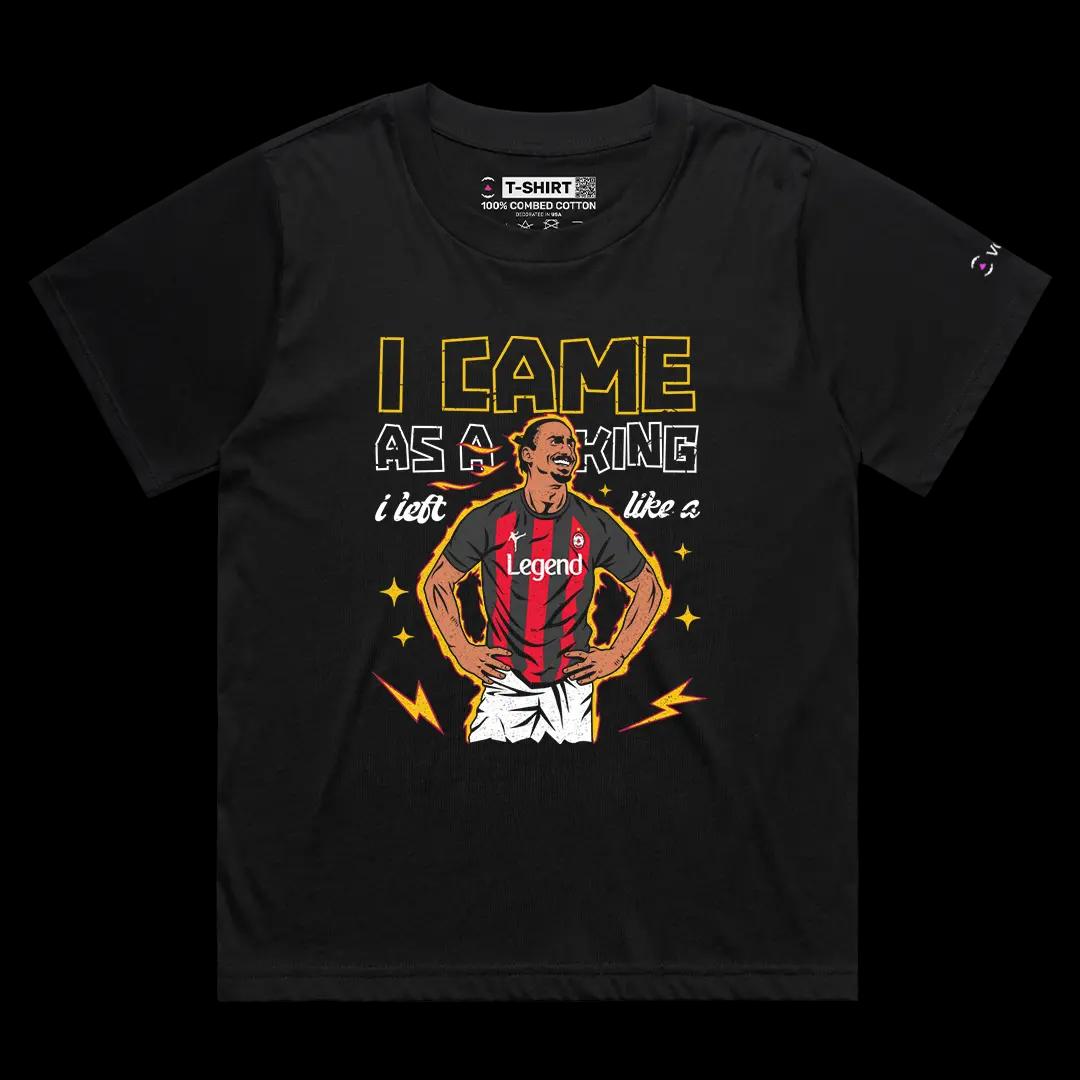 VOICEART Black Female Loose King Zlatan Famous Quote Sports Graphic Tee for Soccer Fans Short Sleeve Combed Cotton T-Shirt