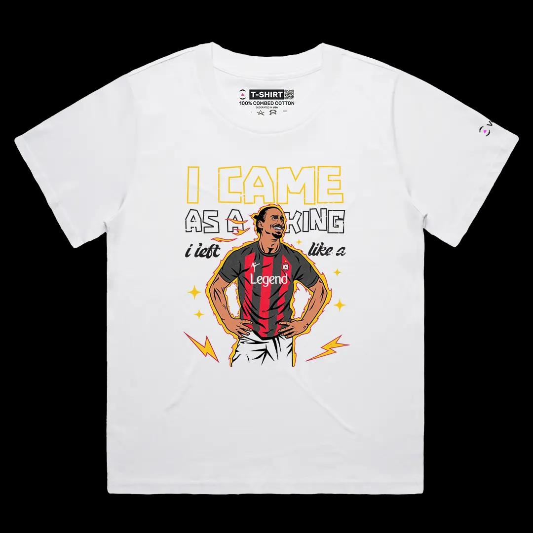 VOICEART White Female Loose King Zlatan Famous Quote Sports Graphic Tee for Soccer Fans Short Sleeve Combed Cotton T-Shirt