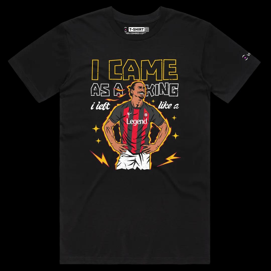 VOICEART Black Male Regular King Zlatan Famous Quote Sports Graphic Tee for Soccer Fans Short Sleeve Combed Cotton T-Shirt