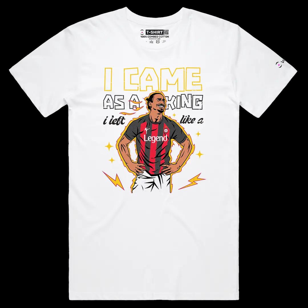 VOICEART White Male Regular King Zlatan Famous Quote Sports Graphic Tee for Soccer Fans Short Sleeve Combed Cotton T-Shirt