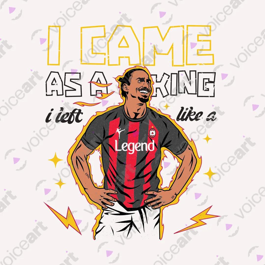 VOICEART White Watermark King Zlatan Famous Quote Sports Graphic Tee for Soccer Fans Short Sleeve Combed Cotton T-Shirt