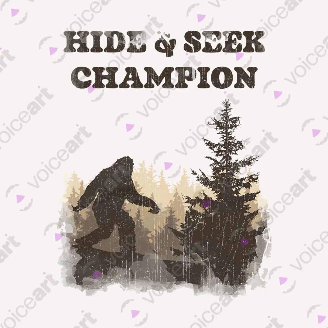 VOICEART White Watermark Hide & Seek Champion Funny Graphic Tee with Wordplay Design Short Sleeve Combed Cotton T-Shirt