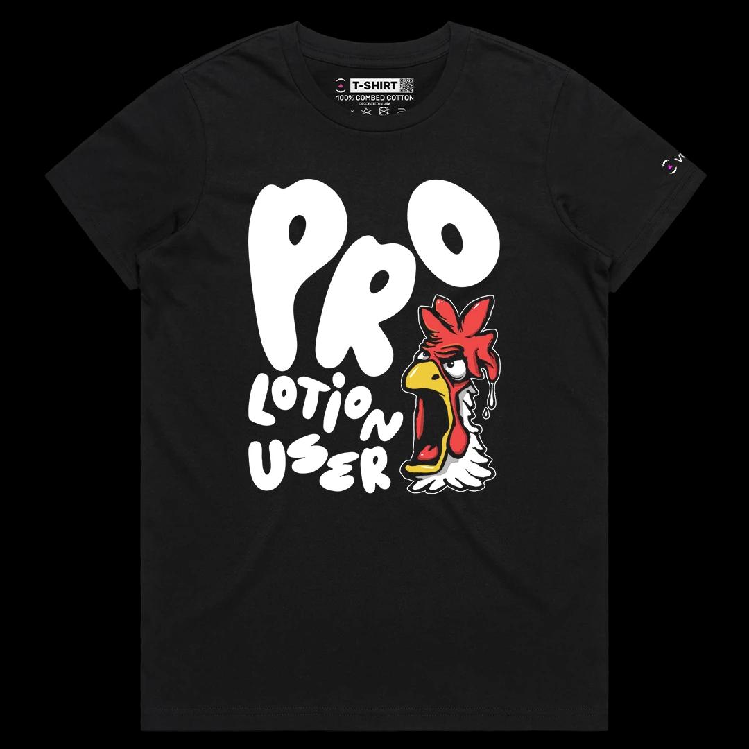 VOICEART White Female Regular Pro Lotion User Funny Graphic Meme Tee Short Sleeve Combed Cotton T-Shirt for Men and Women