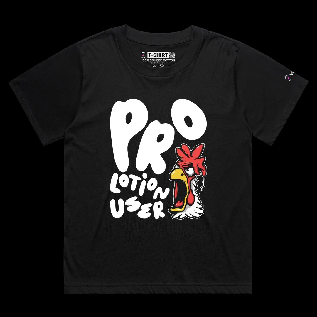 VOICEART Black Female Loose Pro Lotion User Funny Graphic Meme Tee Short Sleeve Combed Cotton T-Shirt for Men and Women