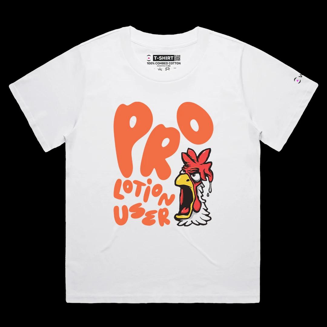 VOICEART White Female Loose Pro Lotion User Funny Graphic Meme Tee Short Sleeve Combed Cotton T-Shirt for Men and Women