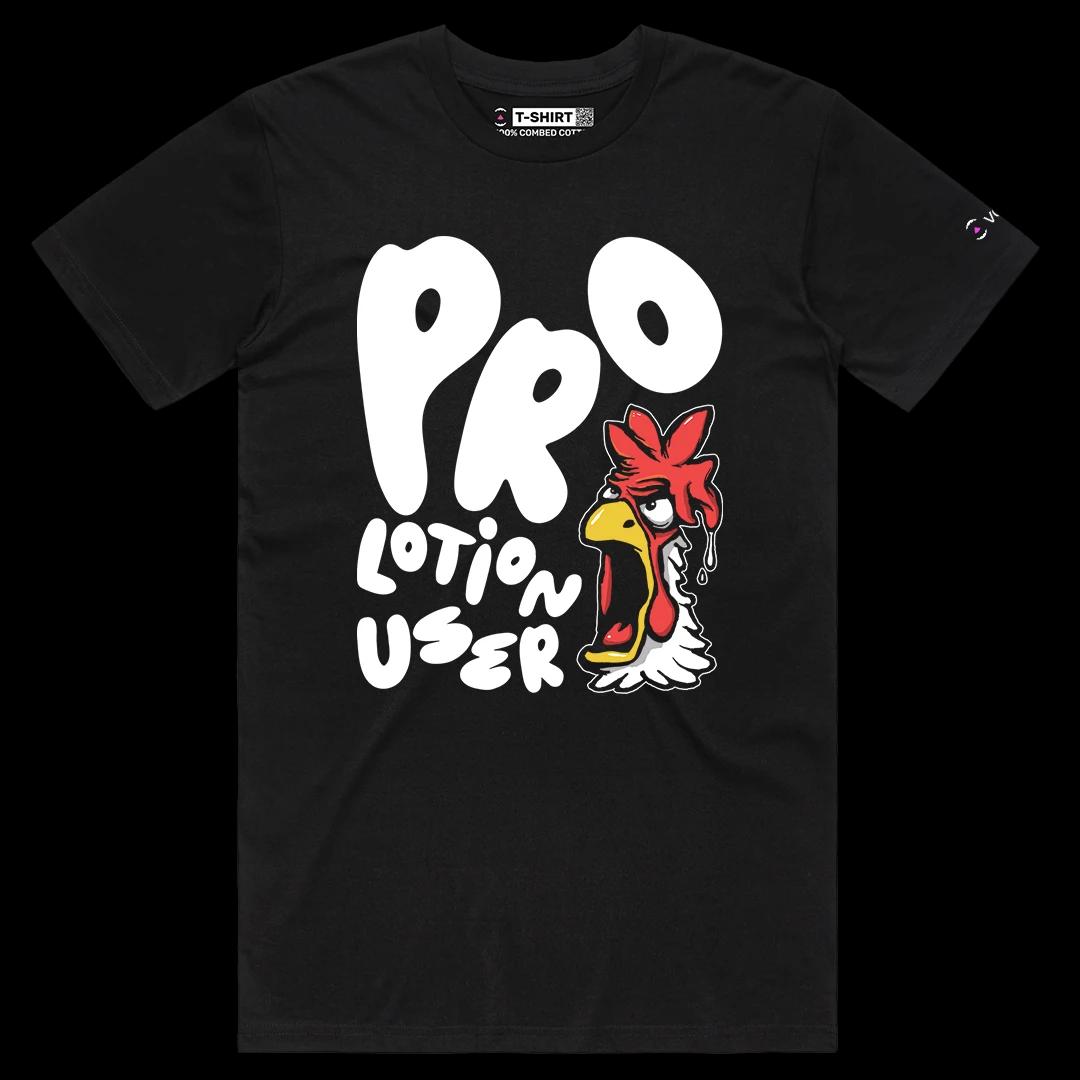 VOICEART Black Male Regular Pro Lotion User Funny Graphic Meme Tee Short Sleeve Combed Cotton T-Shirt for Men and Women