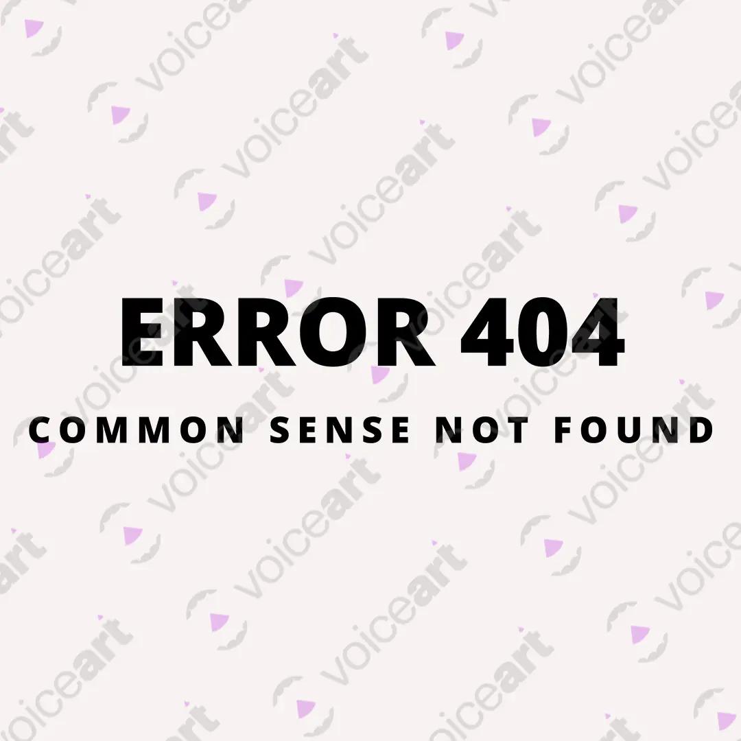 VOICEART White Watermark Error 404 Common Sense Not Found Meme Tee with Sarcastic Joke Short Sleeve Cotton T-Shirt